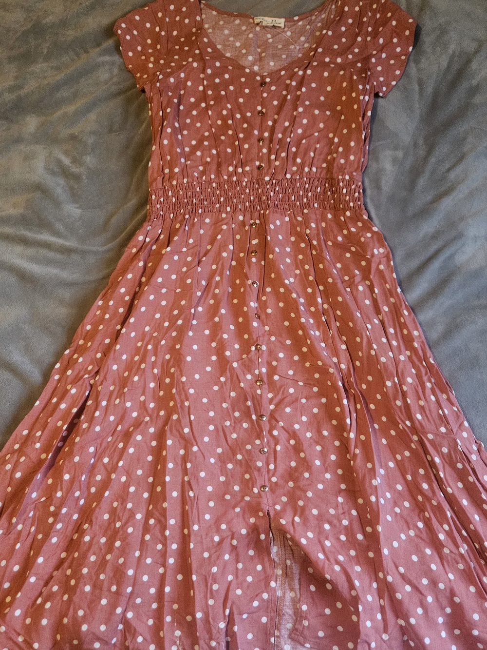 Indigo Pink Polka Dot Button-Front Dress